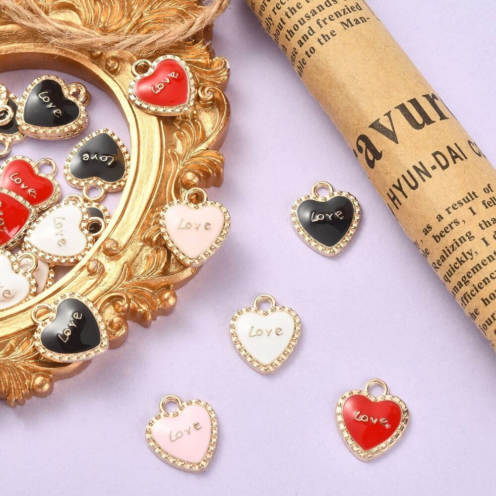 8411 40pcs Mixed Colors Love Heart Charms Enamel Valentine's Day Heart - Picture 4 of 6